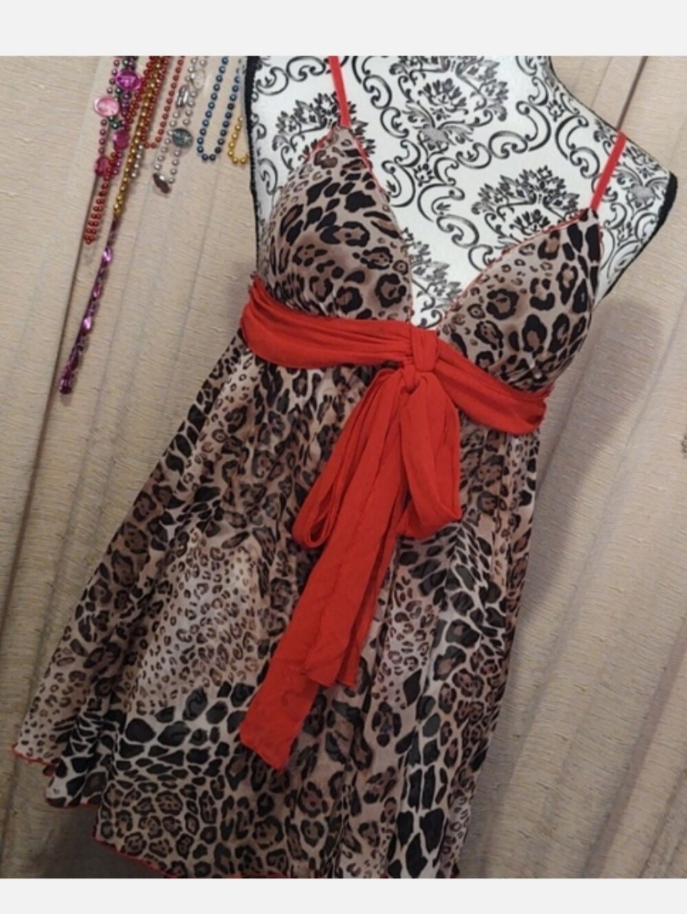 In Bloom Leopard Chiffon Babydoll Nighty Medium